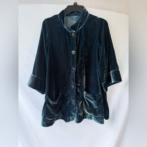 Like New Teal Crushed Velvet Tunic BY April Cornell XS